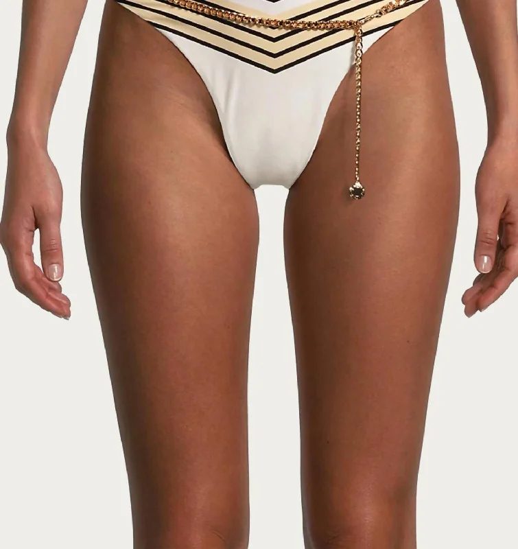 Belted Delilah Bottom In Pearl Multi Stripes