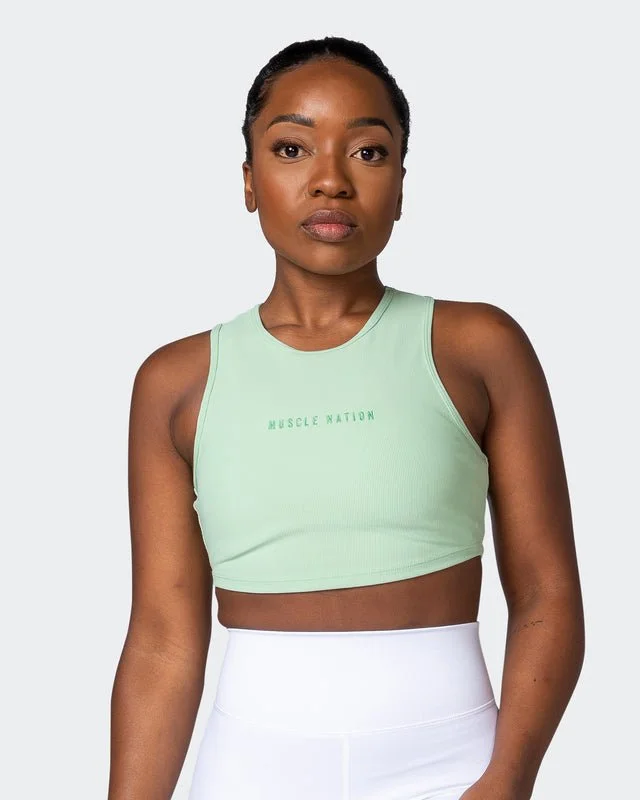 Off Duty Rib Cropped Tank - Pastel Green