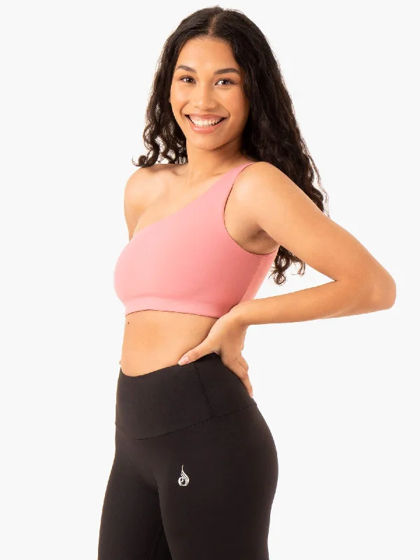 Adapt One Shoulder Sports Bra - Blush Pink