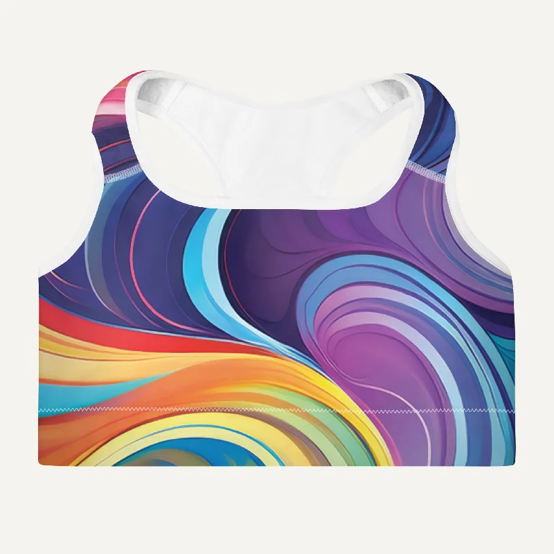 Color Swirls Padded Sports Bra