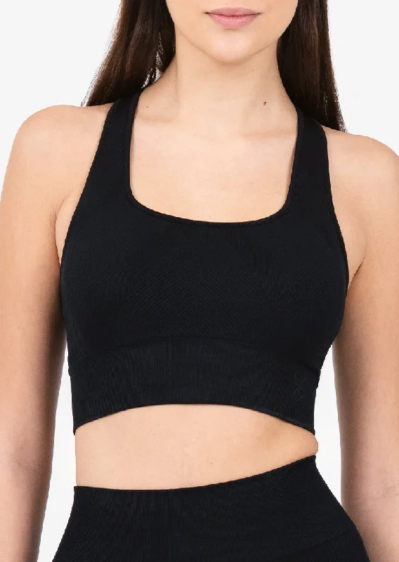 Chevron Seamless Bra Black