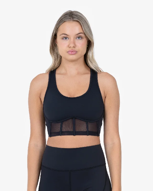 Glide Active Mesh Corset Bra Black