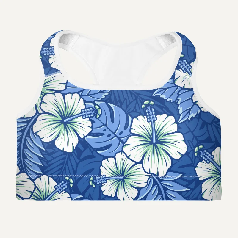 Hawaiian Aloha Blue Padded Sports Bra