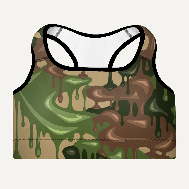 Woodland Camouflage Drip Padded Sports Bra