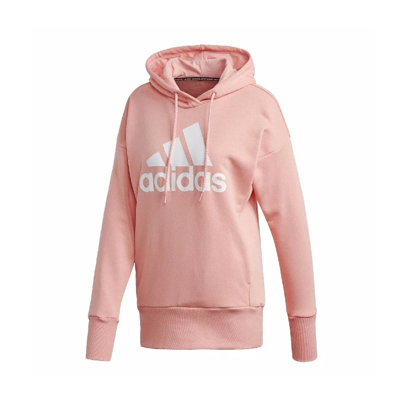 Adidas Womens Badge of Sport Hoodie Sweatshirt, Orange, Large