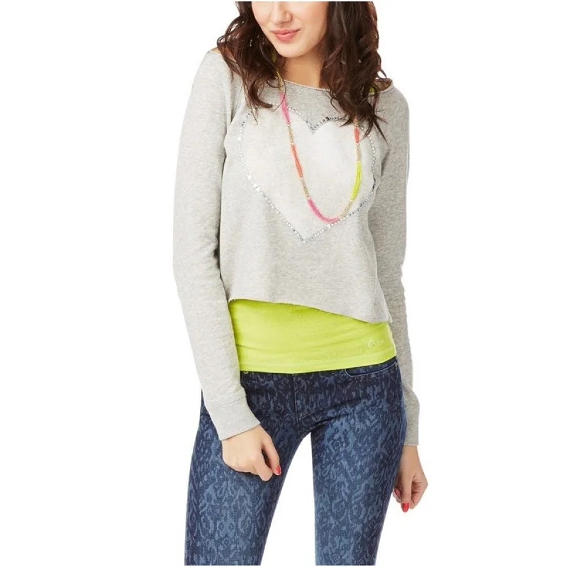 Aeropostale Womens Raglan Rhinestone Heart Sweatshirt