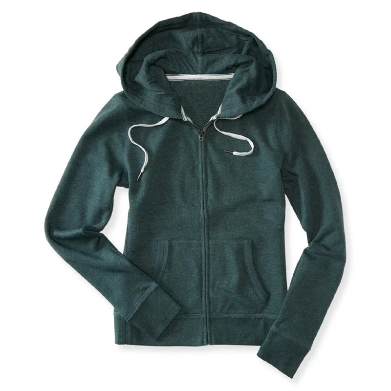 Aeropostale Womens Solid Fleece Hoodie Sweatshirt, Green, X-Small