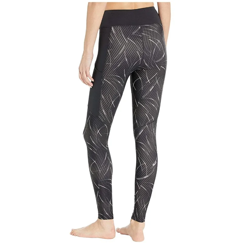 ASICS Womens W Core Train Print Tight Compression Athletic Pants, Black, Large