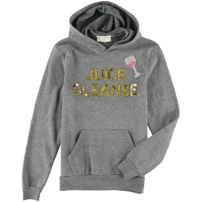 Bow & Drape Womens Juice Cleanse Hoodie Sweatshirt, Grey, Small