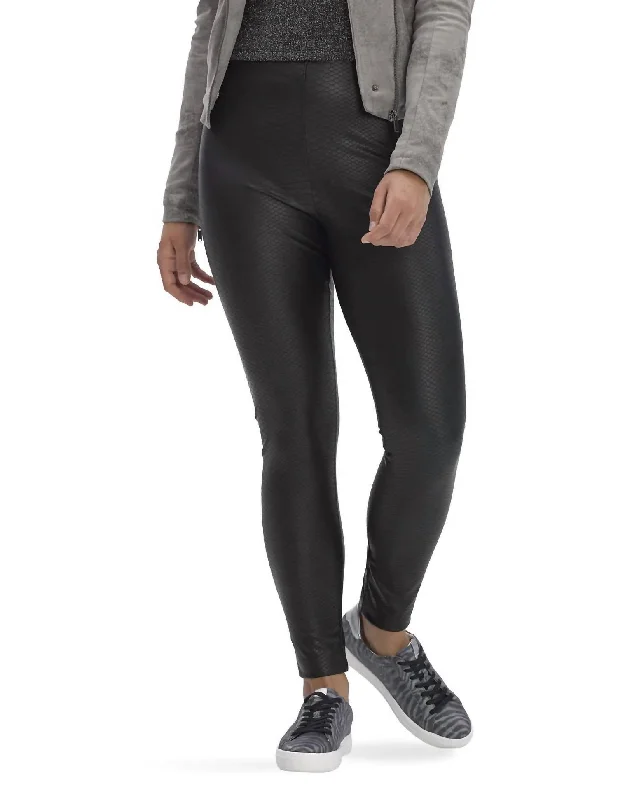 Croco Leatherette High Rise Leggings In Black