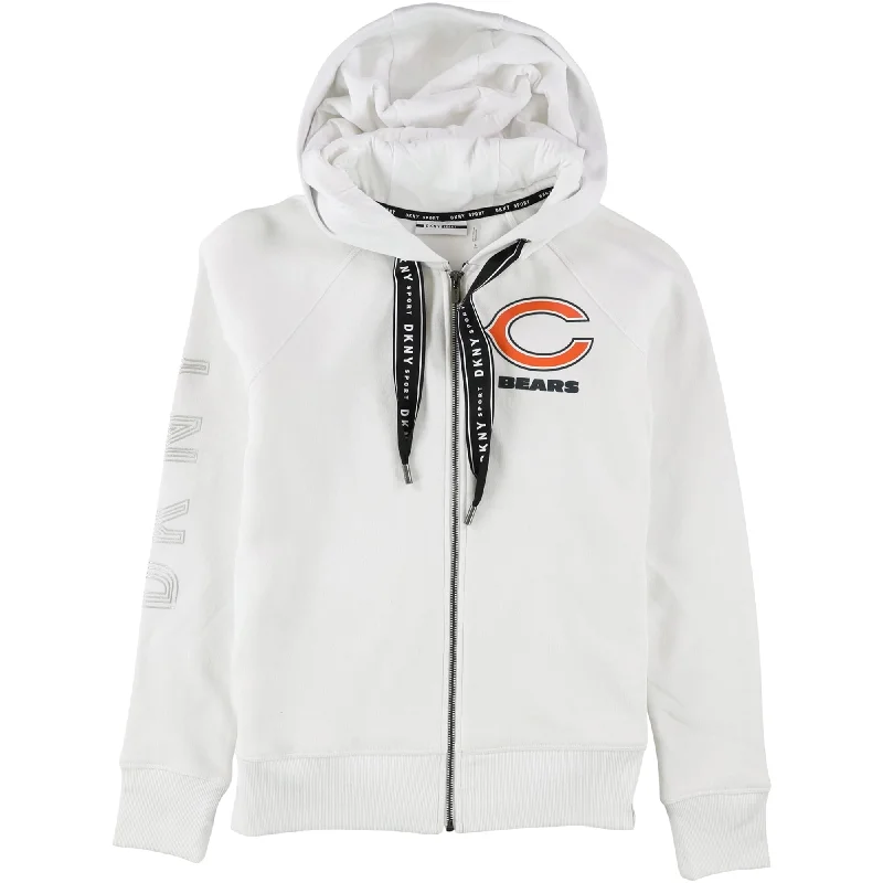 DKNY Womens Chicago Bears Hoodie Sweatshirt, White, Small