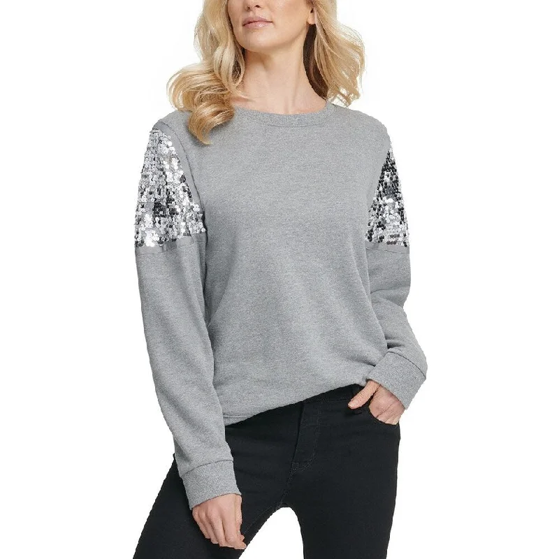 DKNY Women's Sequined Sweatshirt Gray Size Medium