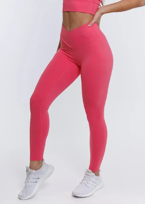 Elevate Cross Leggings - Pink