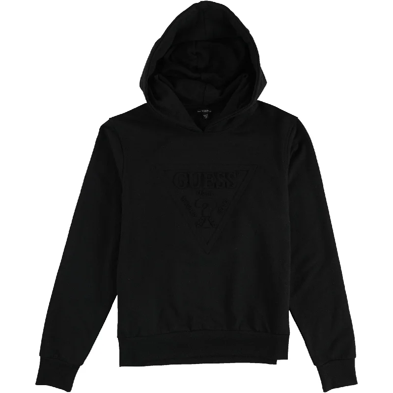 GUESS Womens Embossed Logo Hoodie Sweatshirt, Black, X-Small