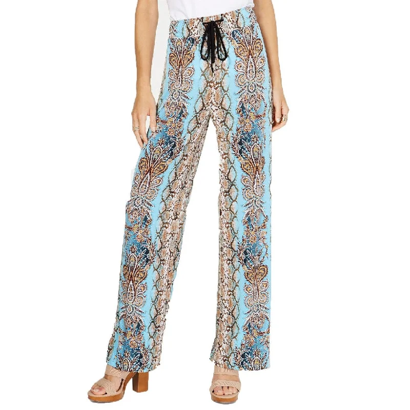 INC International Concepts Women's Petite Printed Wide-Leg Pants Size Medium - Blue