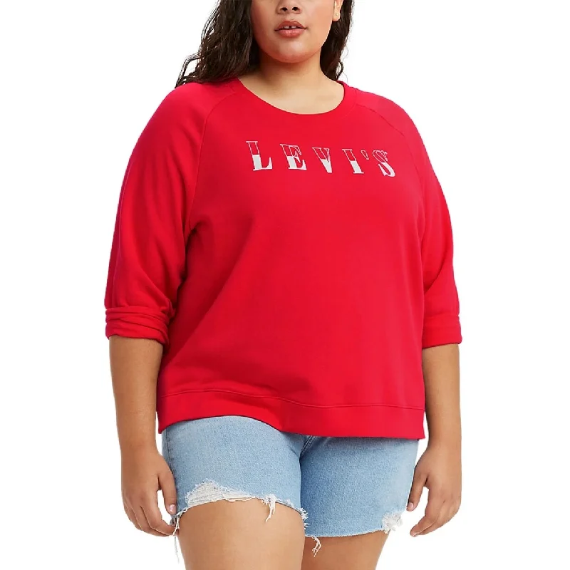 Levi's Women's Trendy Plus Glitter Logo Sweatshirt Red Size 3X