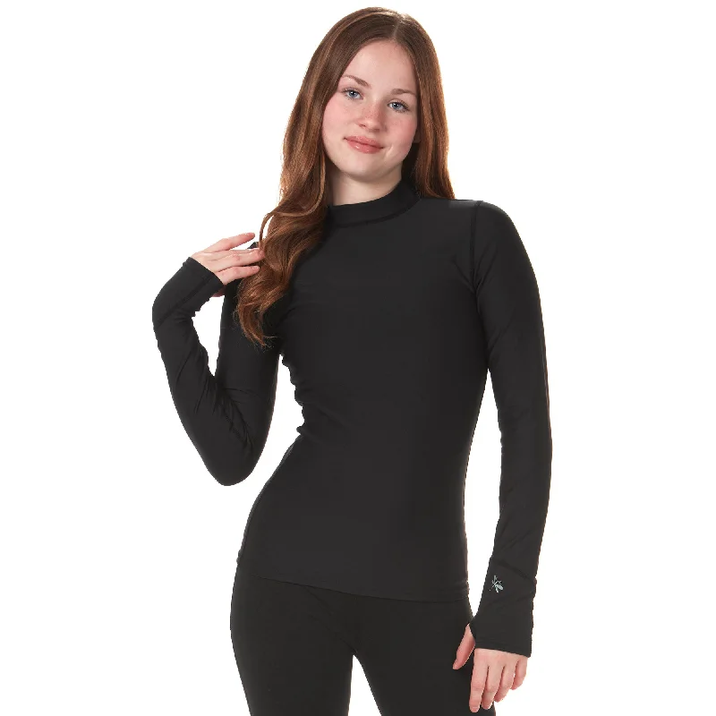 Long Sleeve Compression Tee with Thumbholes - Black