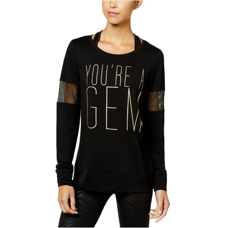 Material Girl Womens You're A Gem Sweatshirt, Black, Large