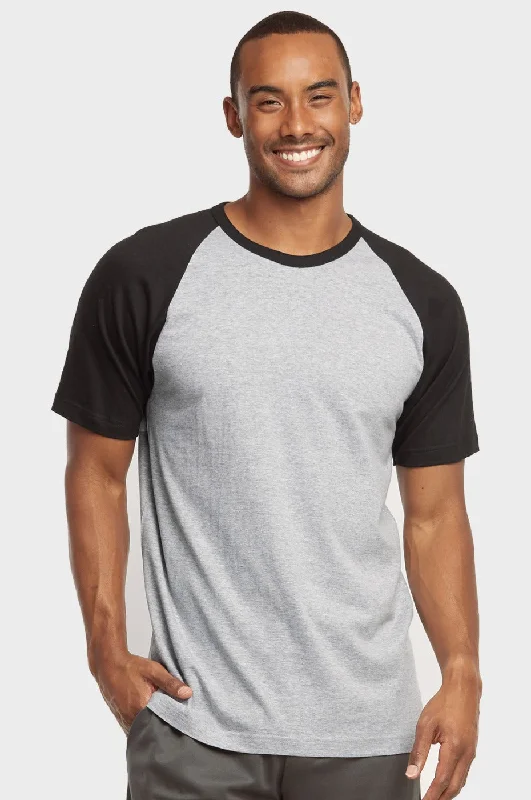 TOP PRO MEN'S SHORT SLEEVE BASEBALL TEE (MBT003_BLK/LT.G)