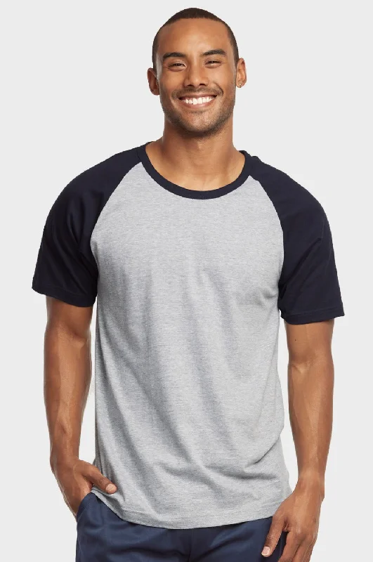 TOP PRO MEN'S SHORT SLEEVE BASEBALL TEE (MBT003_NV/LT.G)