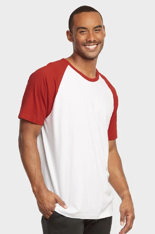 TOP PRO MEN'S SHORT SLEEVE BASEBALL TEE (MBT003_RED/WHT)