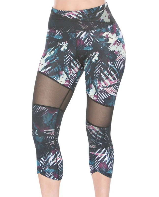 Mesh Panel Brigitte Capri Leggings In Paradise