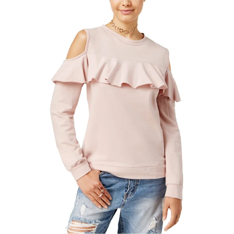 polly & esther Womens Cold Shoulder Sweatshirt, Pink, Small