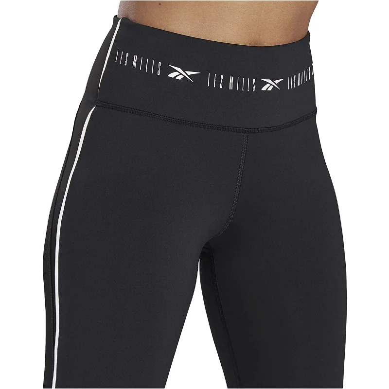 Reebok Womens Les Mills Compression Athletic Pants, Black, X-Large