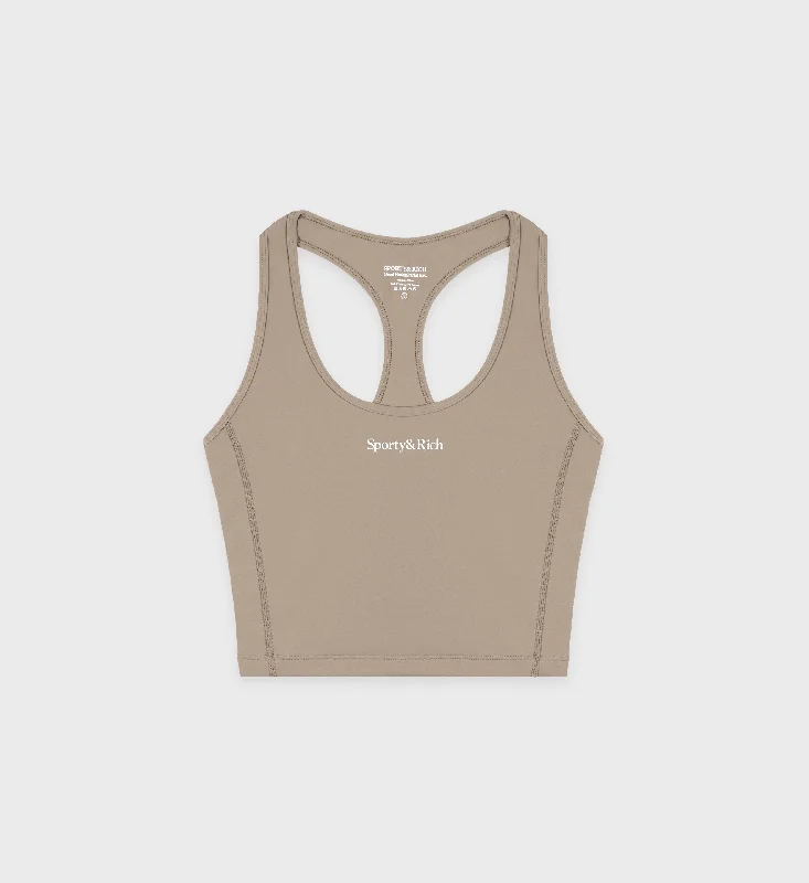 Serif Logo Sports Tank - Elephant/White