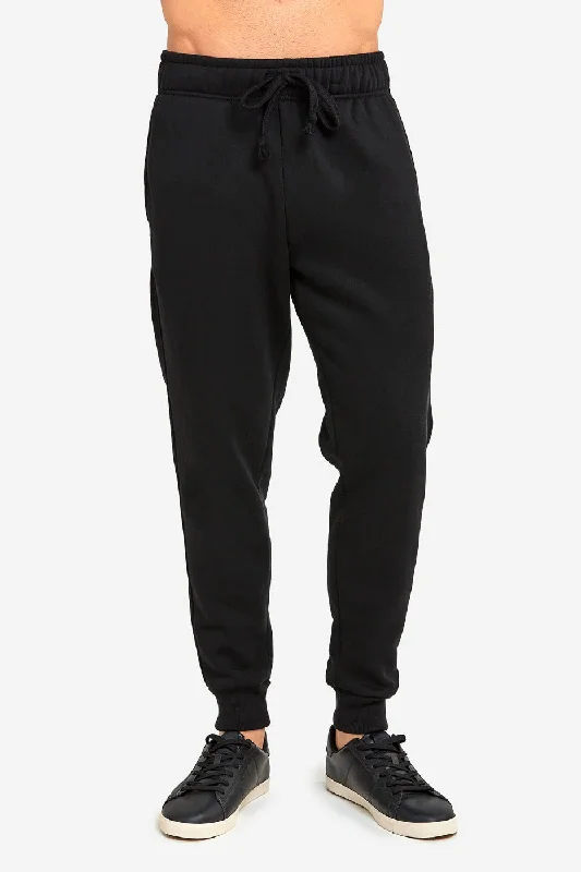 KNOCKER MEN'S HEAVY WEIGHT JOGGER FLEECE SWEATPANTS (SP1100_BLACK)