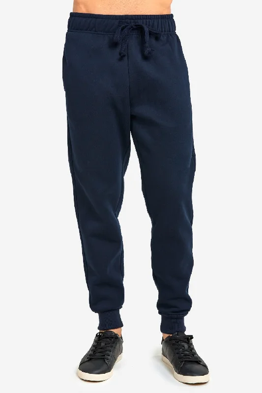 KNOCKER MEN'S HEAVY WEIGHT JOGGER FLEECE SWEATPANTS (SP1100_NAVY)