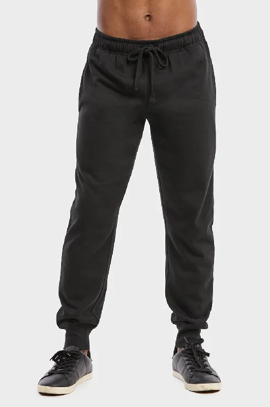 ET TU MEN'S LIGHTWEIGHT FLEECE JOGGER PANTS (SP1120E_BLACK)