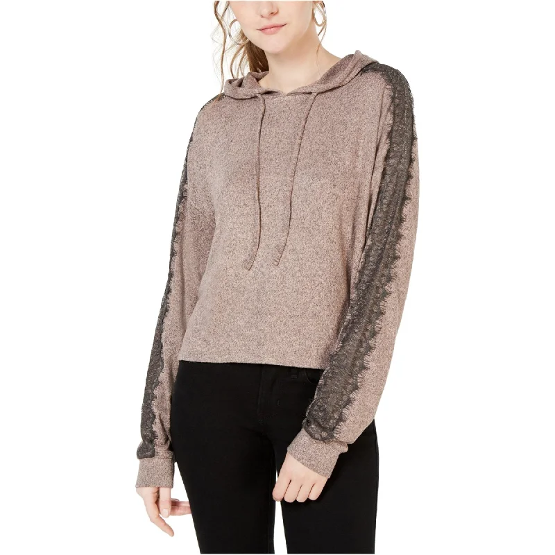 Ultra Flirt Womens Lace-Trim Hoodie Sweatshirt