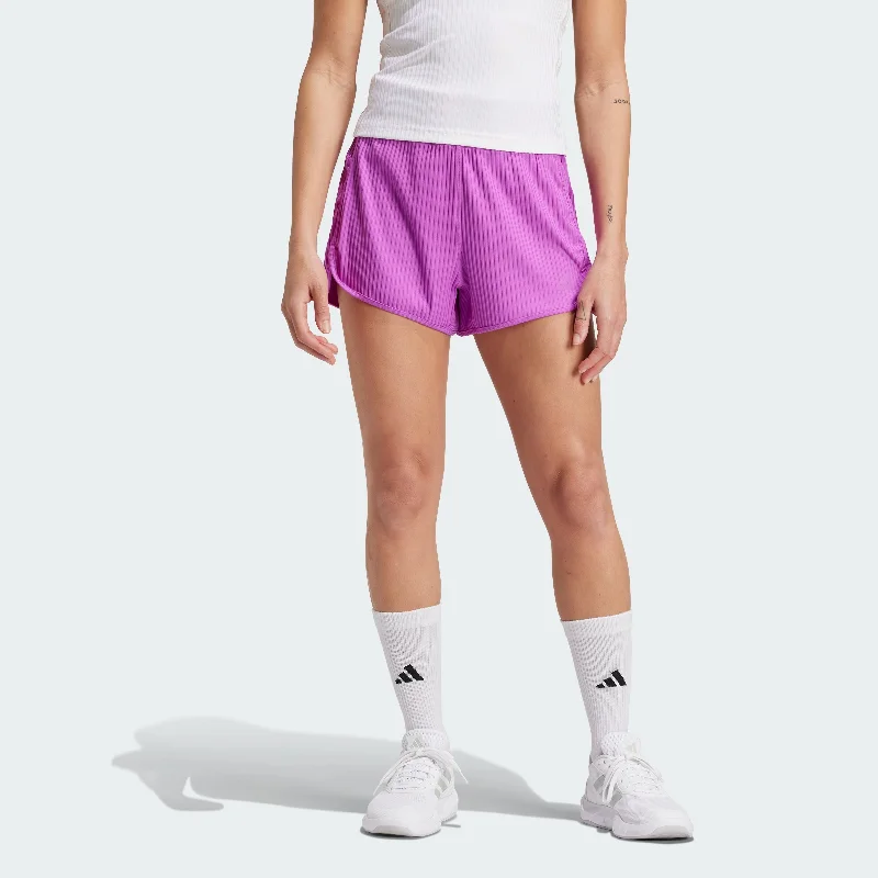 Women's adidas Pacer All Gym Seasonal Rib High-Rise Tonal 3-Stripes Shorts