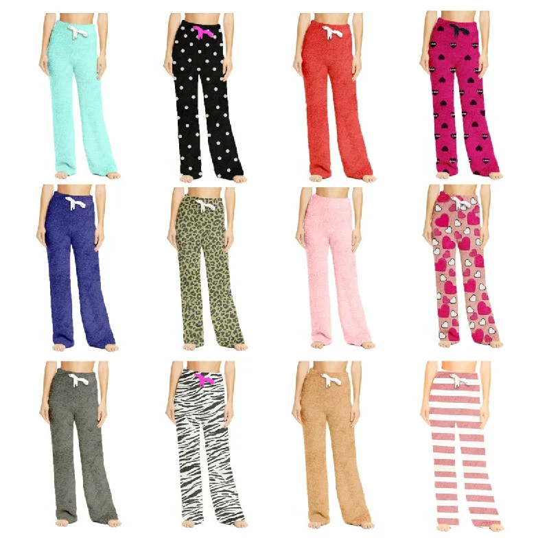 Womens UltraPlush Fleece Pajama Pants MultiPack Soft Cozy Assorted Patterns