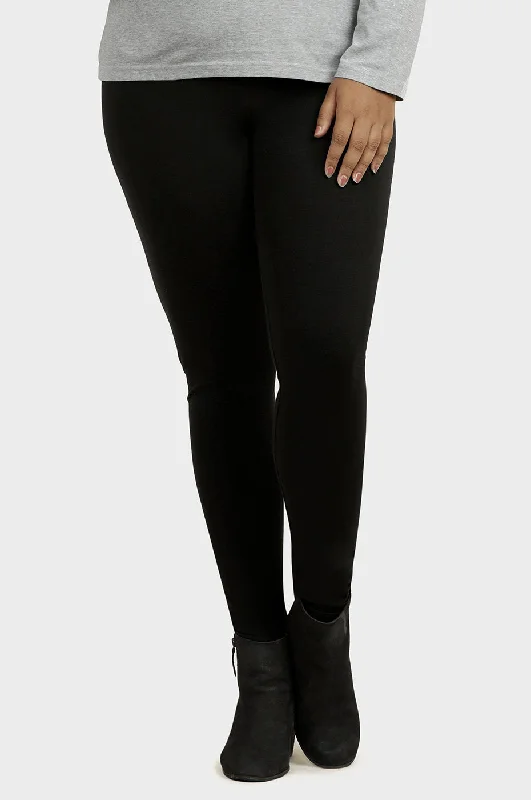 SOFRA LADIES COTTON LEGGINGS PLUS SIZE (WP4000X_BLACK)