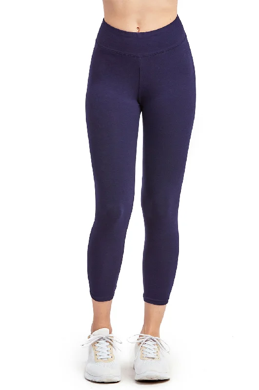 SOFRA LADIES COTTON CAPRI LEGGINGS (WP4001_NAVY)