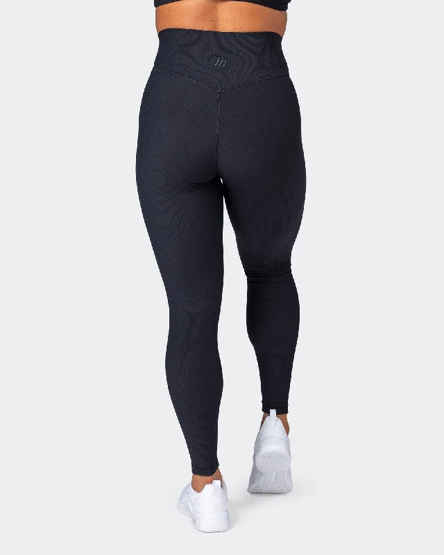 Zero Rise Rib Ankle Length Leggings - Black