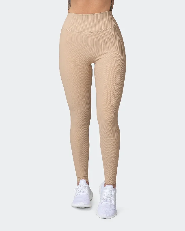 ZERO RISE RIB ANKLE LENGTH LEGGINGS Brown Sugar