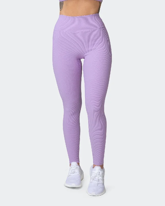 ZERO RISE RIB ANKLE LENGTH LEGGINGS Lilac